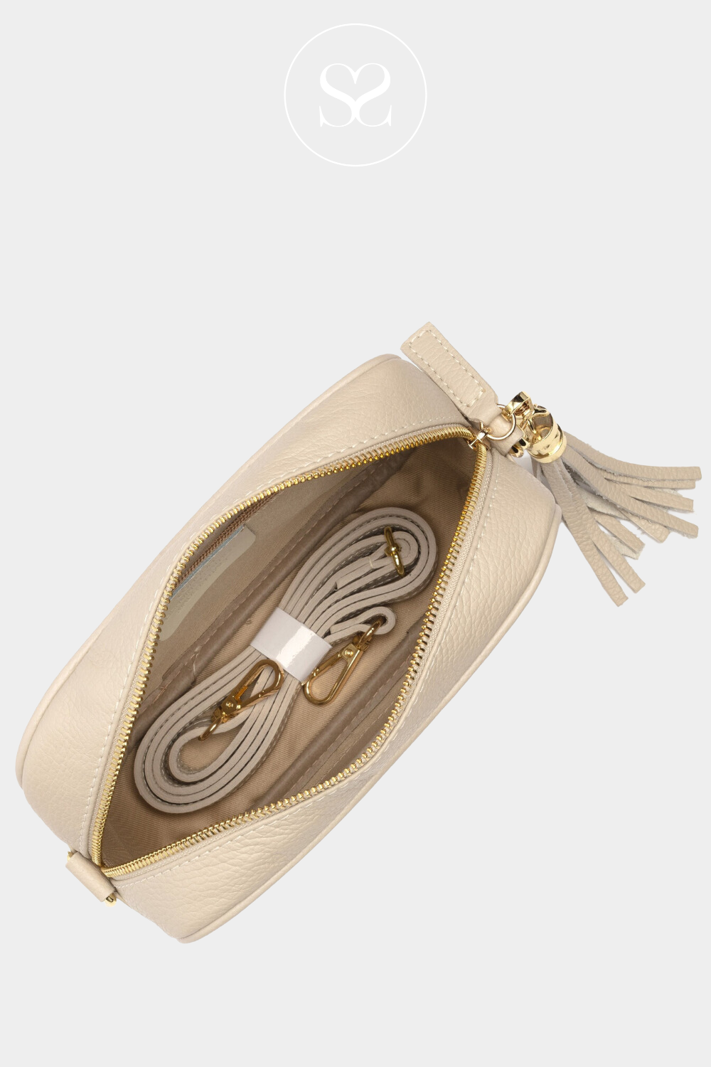 ELIE BEAUMONT CREAM LEATHER CROSSBODY BAG