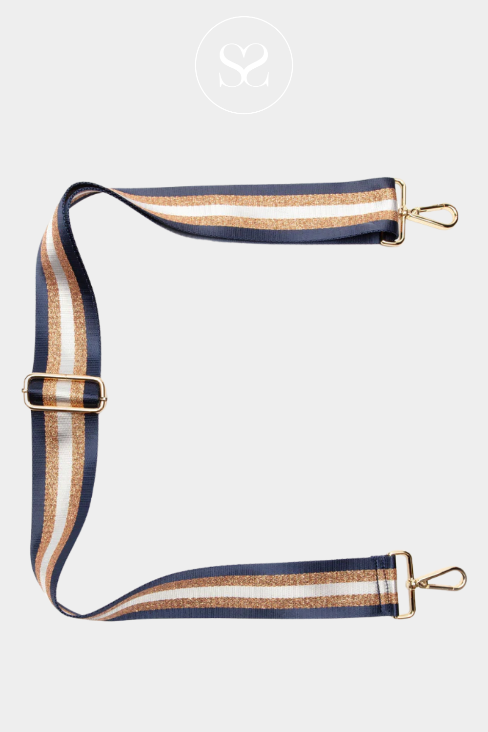 ELIE BEAUMONT - CROSSBODY STRAP - NAVY & BRONZE STRIPE