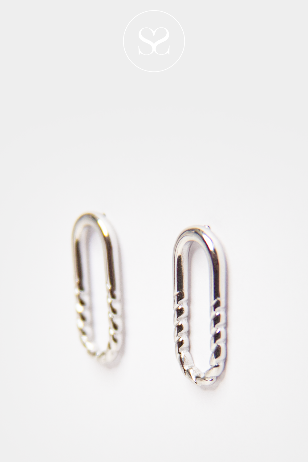 EMMY 03 SILVER TWIST DROP HOOP EARRINGS