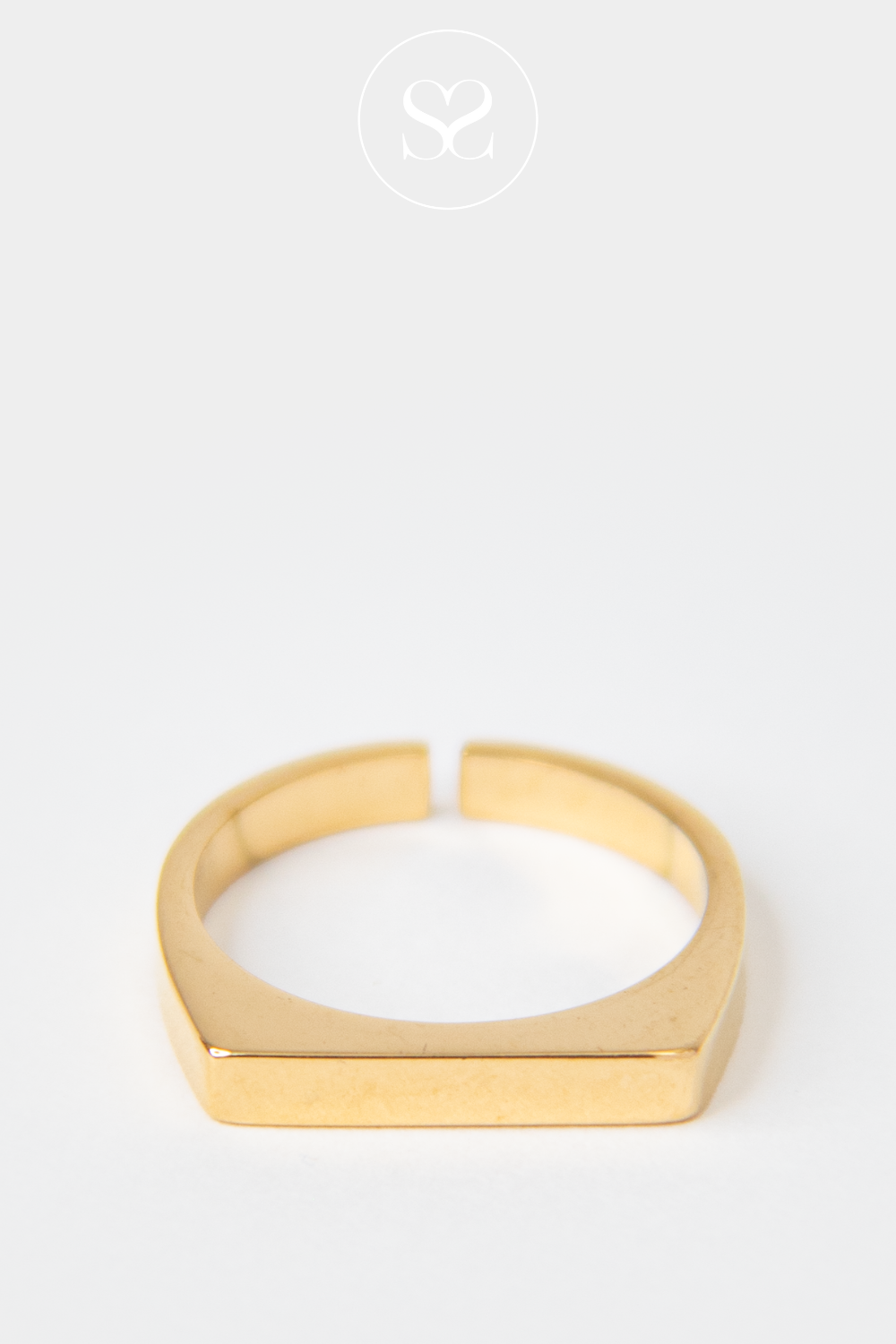 EMMY 09 GOLD SQUARE ADJUSTABLE RING