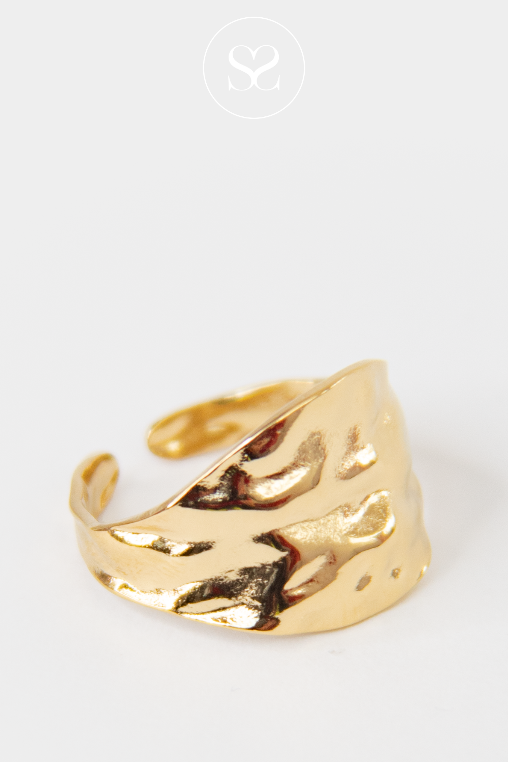 EMMY 11 GOLD INDENTED ADJUSTABLE RING