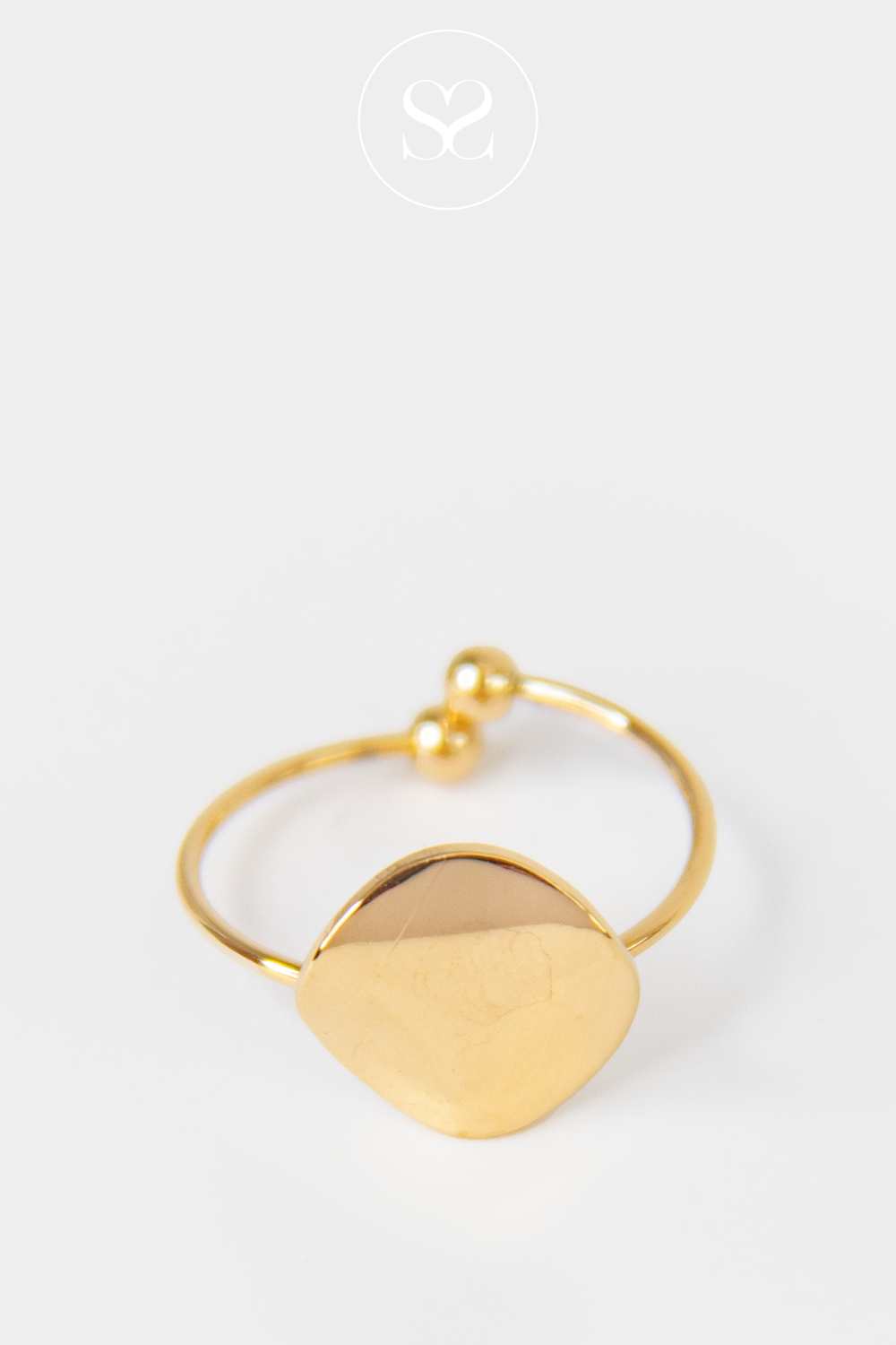 EMMY 14 GOLD FLAT DISC ADJUSTABLE RING