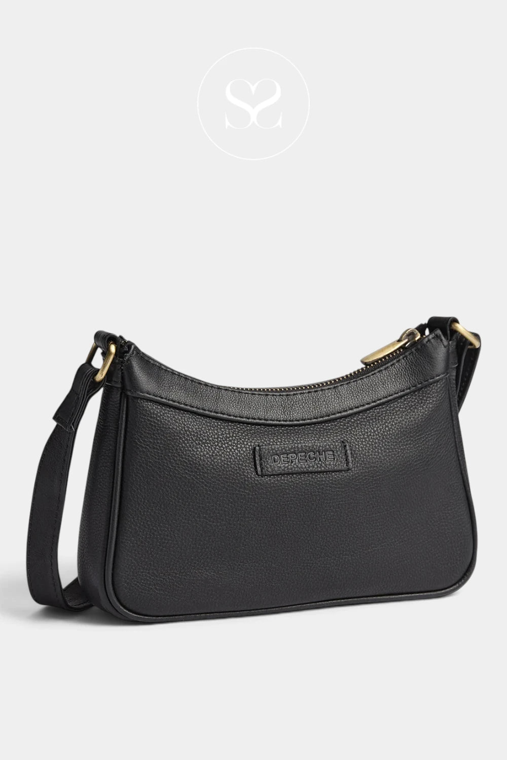 Depeche Chocolate Brown Leather Crossbody Bag with Brass Hardware — 17446