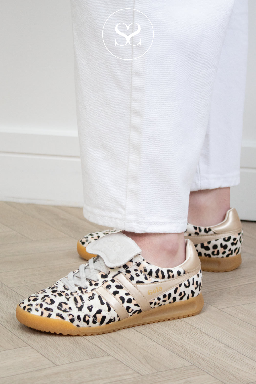woman wearing GOLA Leopard Print Retro sneakers - Stadium '86 Sahara - Ireland
