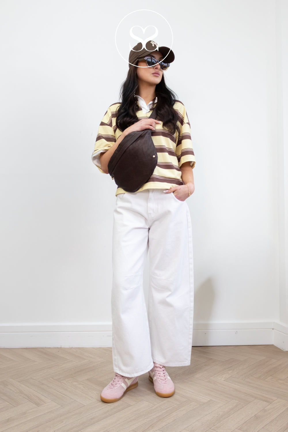 Woman wearing GOLA Pale Pink Retro Sneakers in Ireland - Tornado