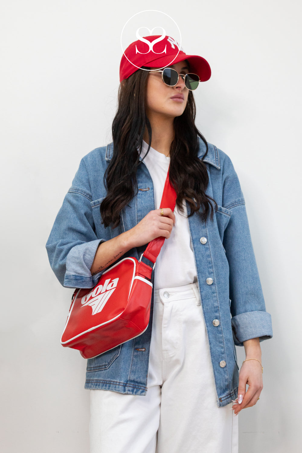 GOLA RED/WHITE VEGAN LEATHER RETRO CROSSBODY BAG MINI REDFORD