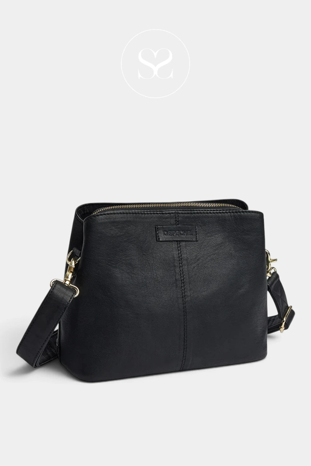 Depeche Black Leather Crossbody Bag — 17266