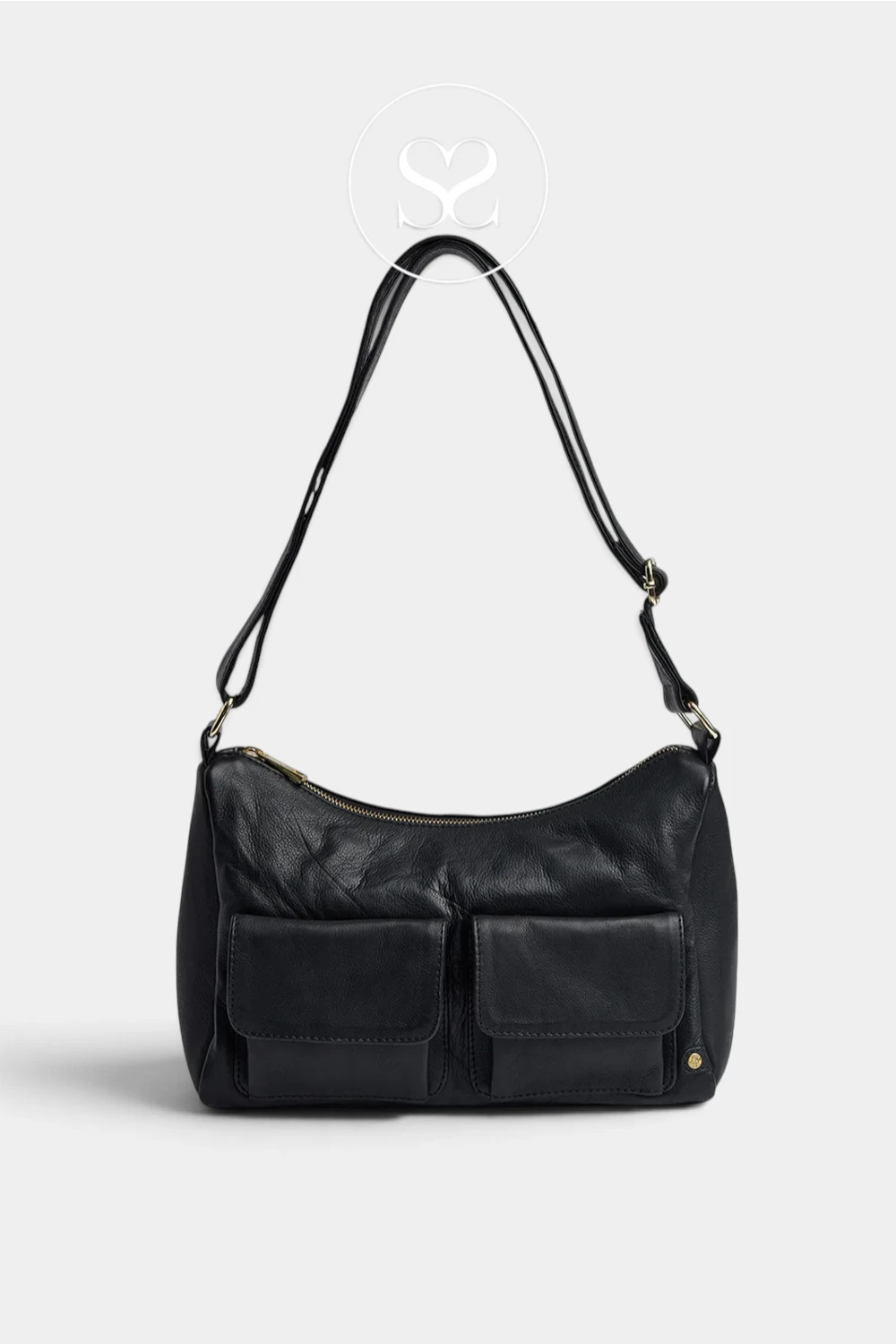 Depeche Black Leather with Gold Hardware Shoulderbag -17272