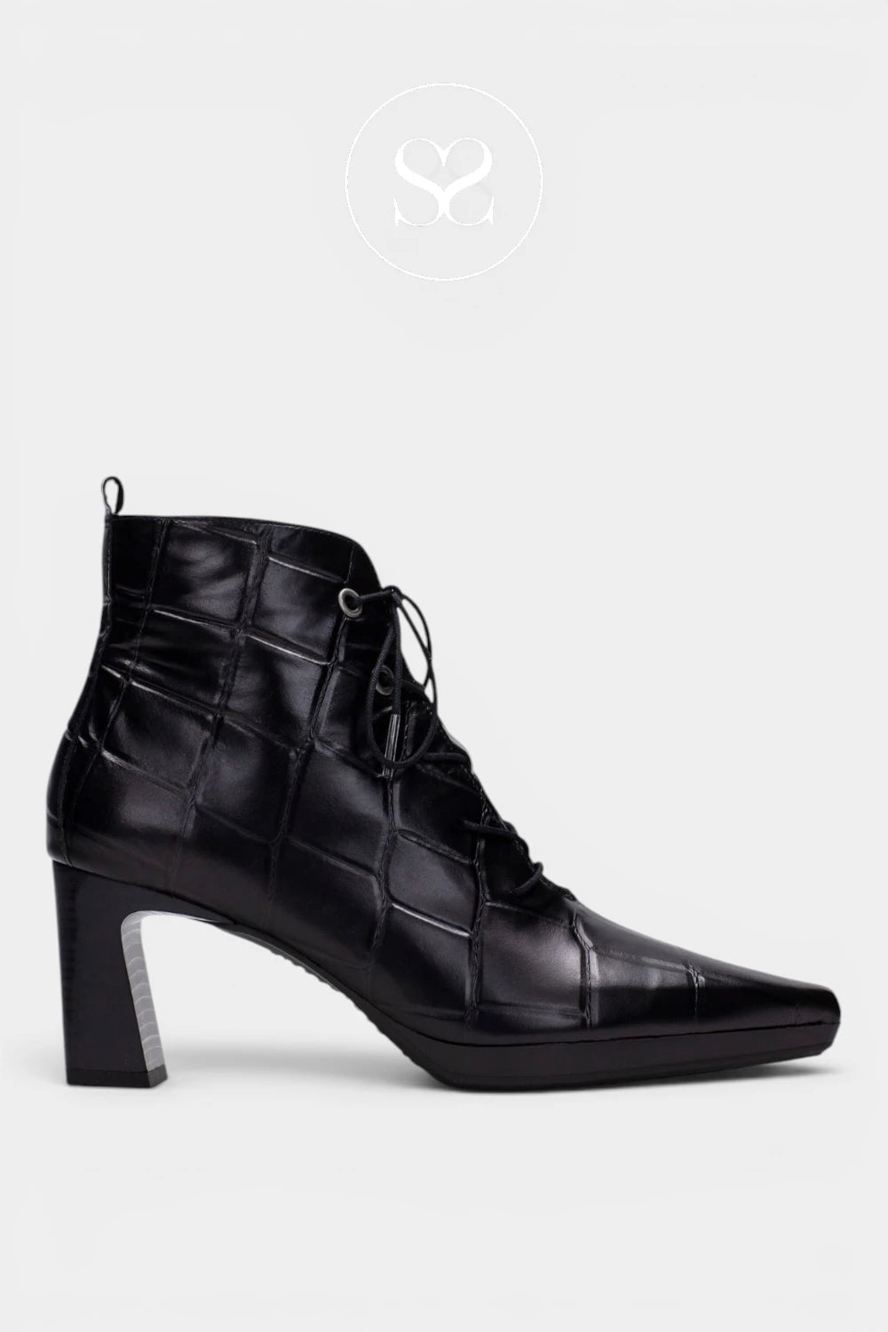 Hispanitas Black Lace Up Block Heel Ankle Boots HI264905 for women in Ireland