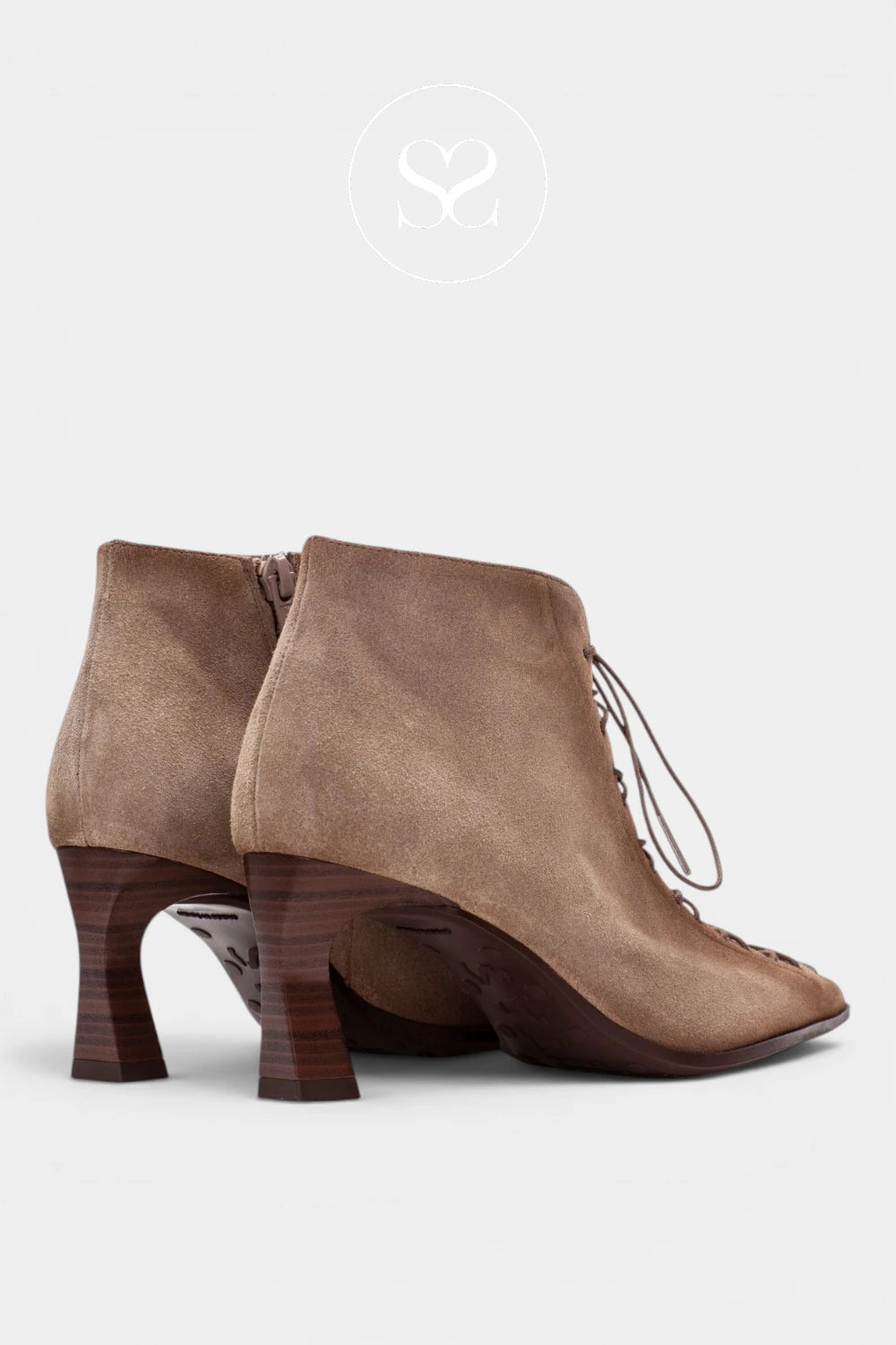 Hispanitas Taupe Suede Pointed Toe Ankle Boots HI264960