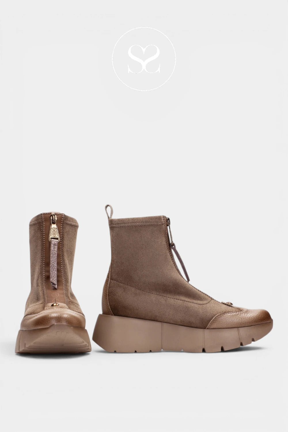 Hispanitas Taupe Leather/Suede Trainer Boots HI265104
