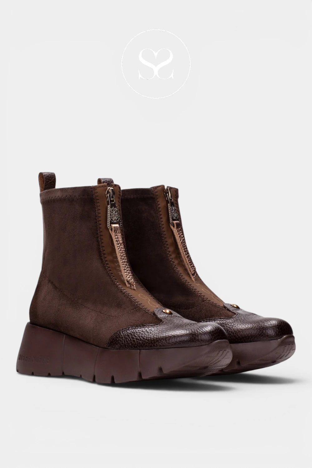 Hispanitas Brown Leather/Suede Trainer Boots HI265104 for Women - Ireland