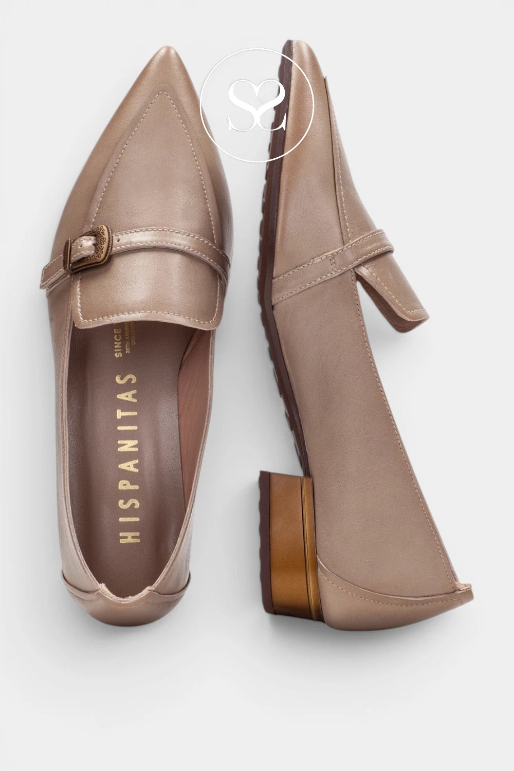 Hispanitas Taupe Leather Block Heel Loafer HI265141 for Women - Ireland