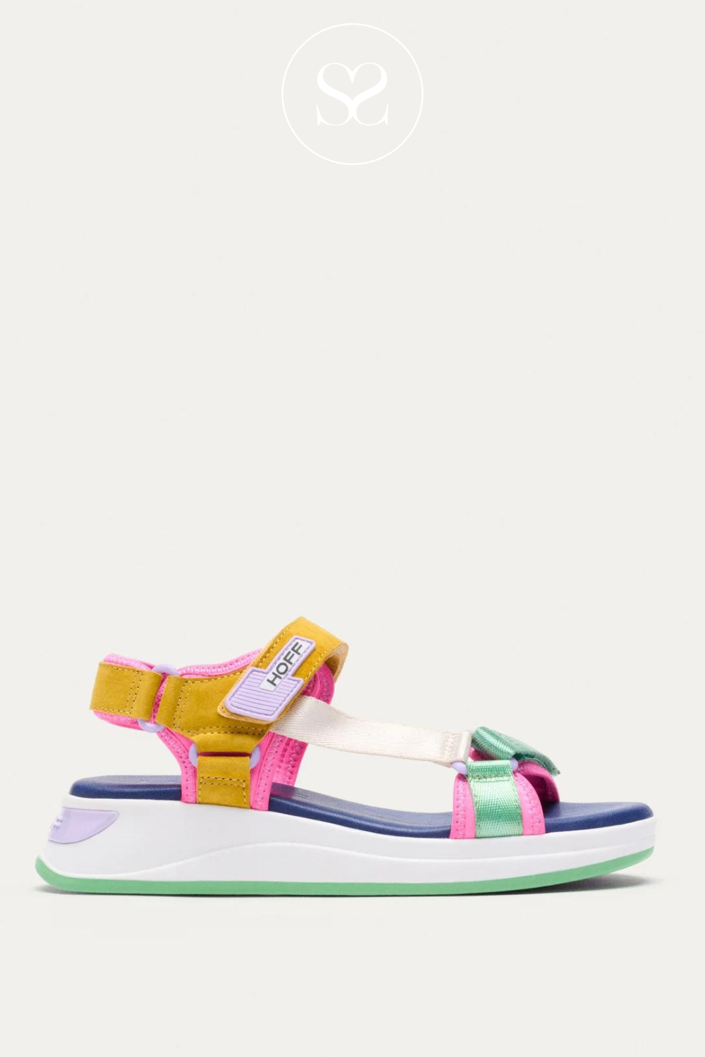 HOFF PHUKET LEATHER/SUEDE MULTI WALKING SANDALS WITH VELCRO STRAP FASTENING.