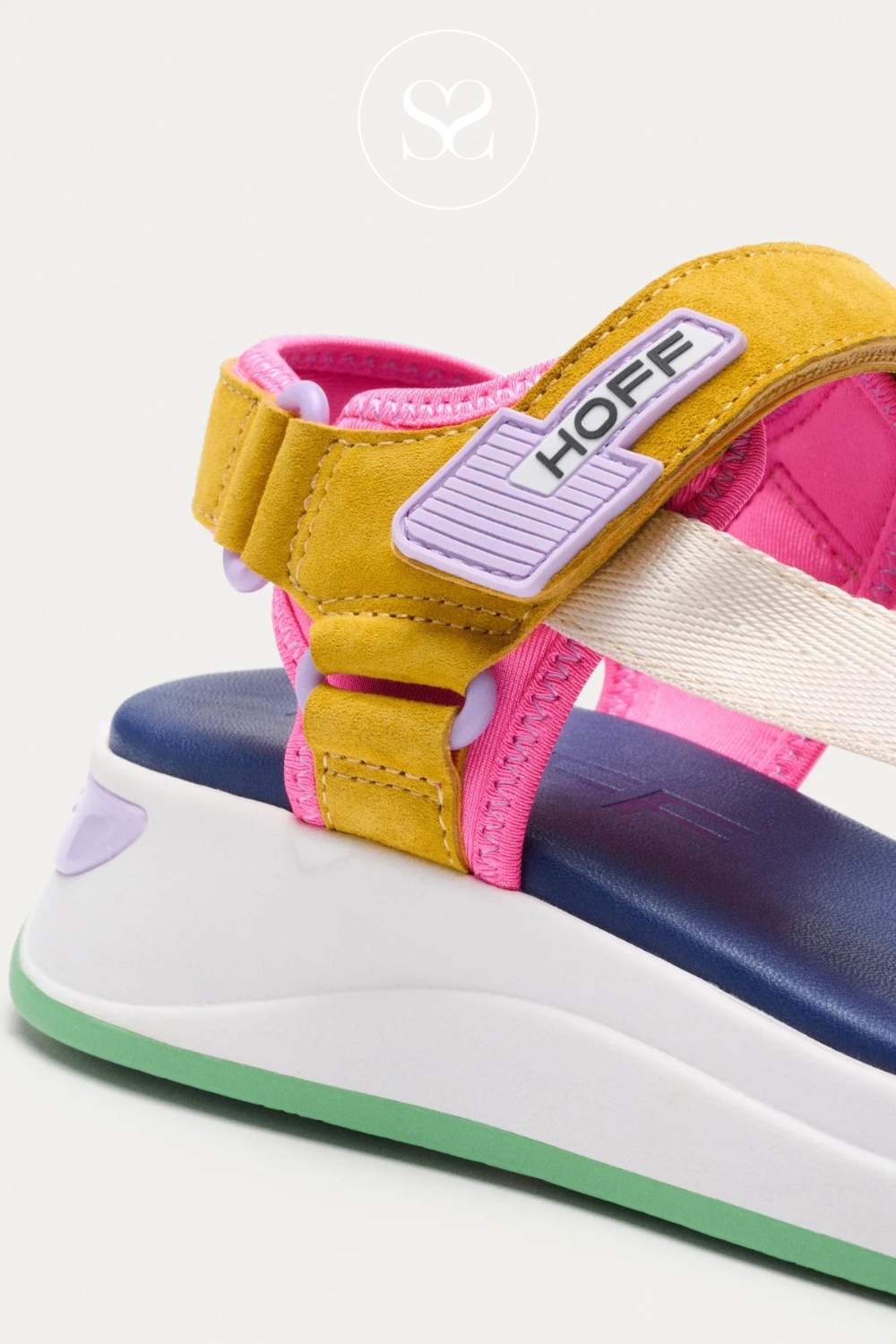 HOFF PHUKET LEATHER/SUEDE MULTI WALKING SANDALS WITH VELCRO STRAP FASTENING.