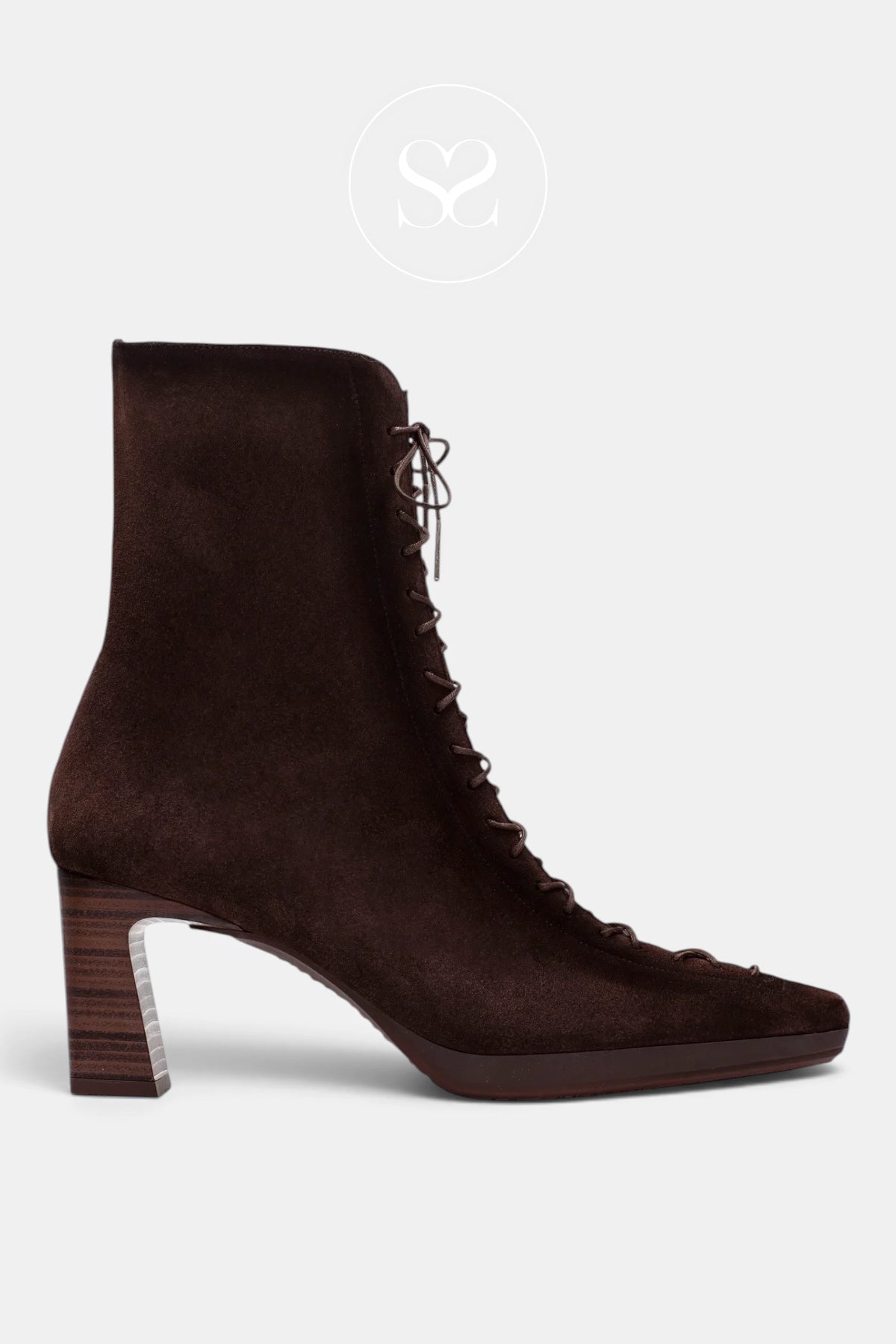 Hispanitas Brown Suede Lace Up Ankle Boots HI265227