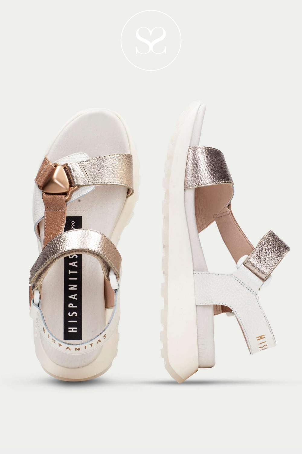 Hispanitas summer walking sandals with comfortable soft footbed, leather straps and wedge sole