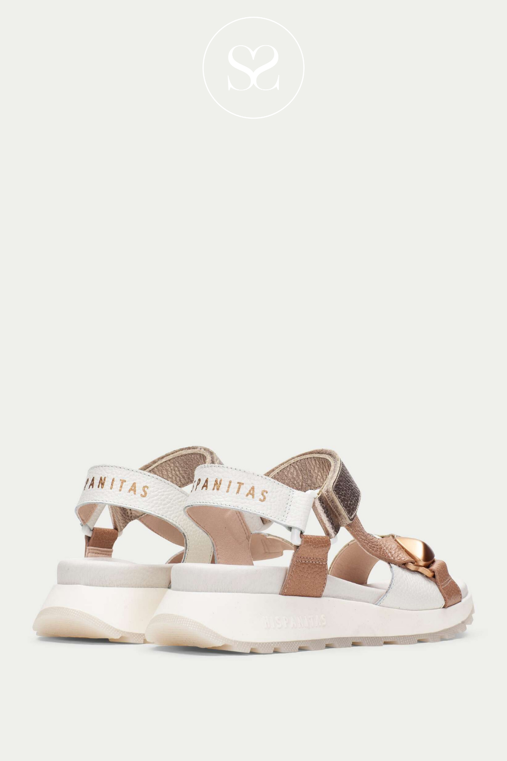 Hispanitas walking sandals with velcro strap and stud detail on the front strap across the toes