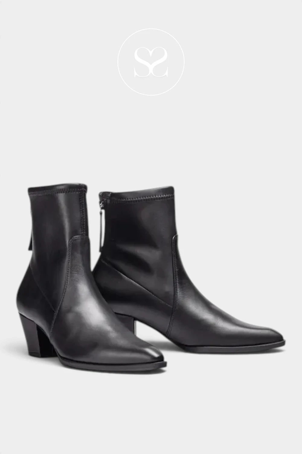 Unisa Black Leather western ankle boots - Lotus
