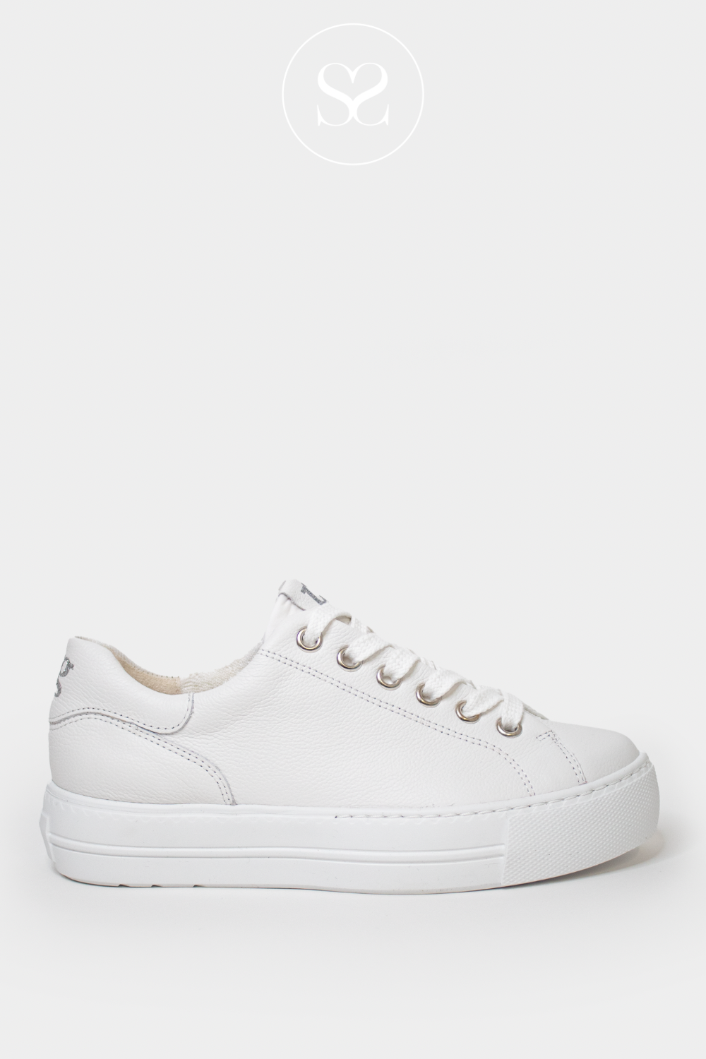 PAUL GREEN 5320 WHITE/SILVER PLATFORM TRAINERS