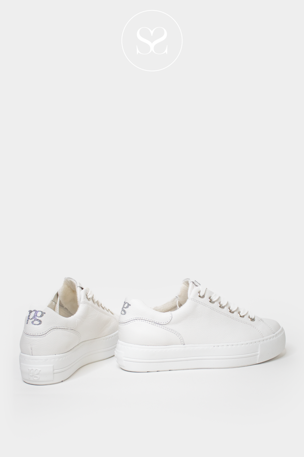 PAUL GREEN 5320 WHITE/SILVER PLATFORM TRAINERS