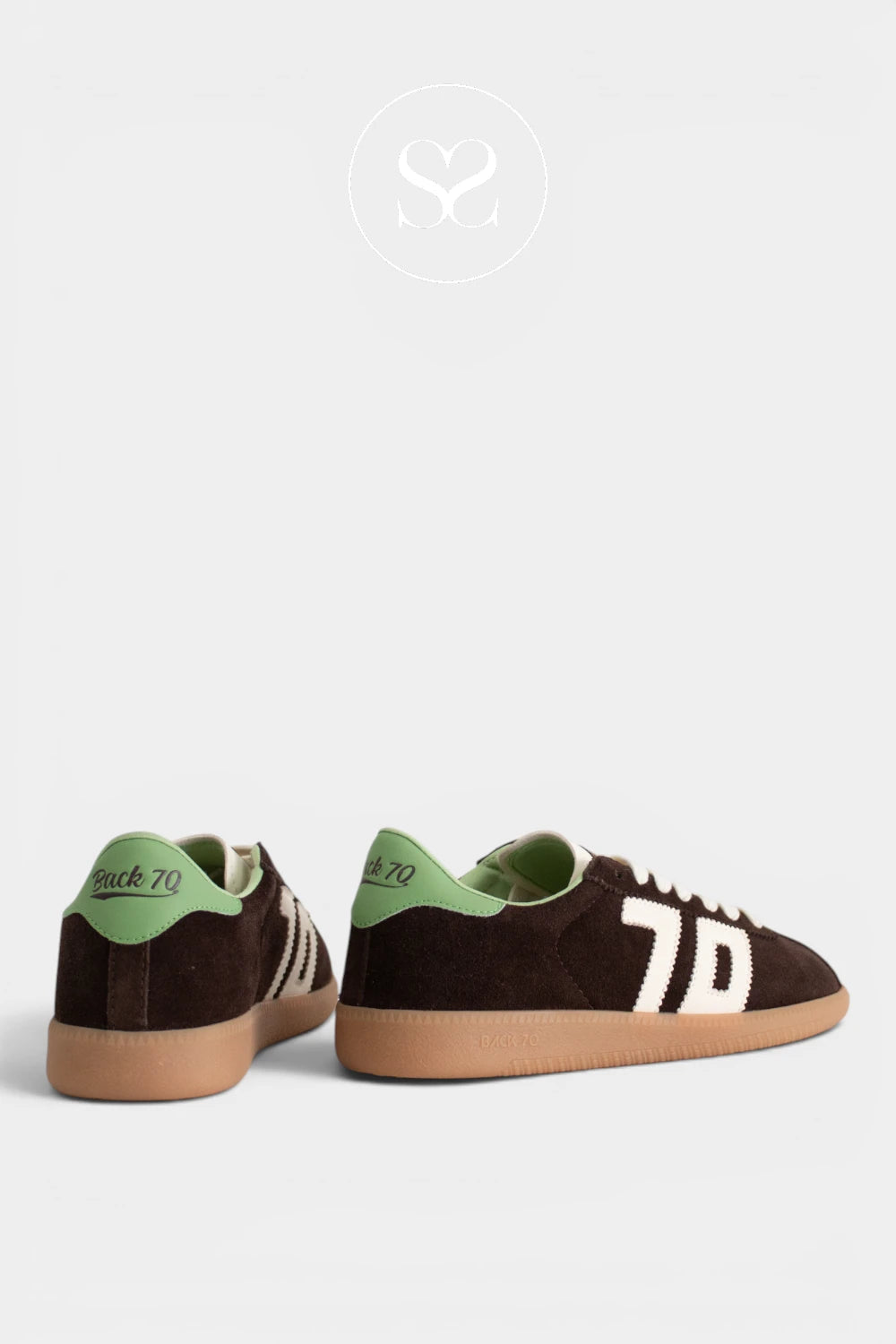 BACK70 Brown Suede Slim Retro Trainers - Shelly