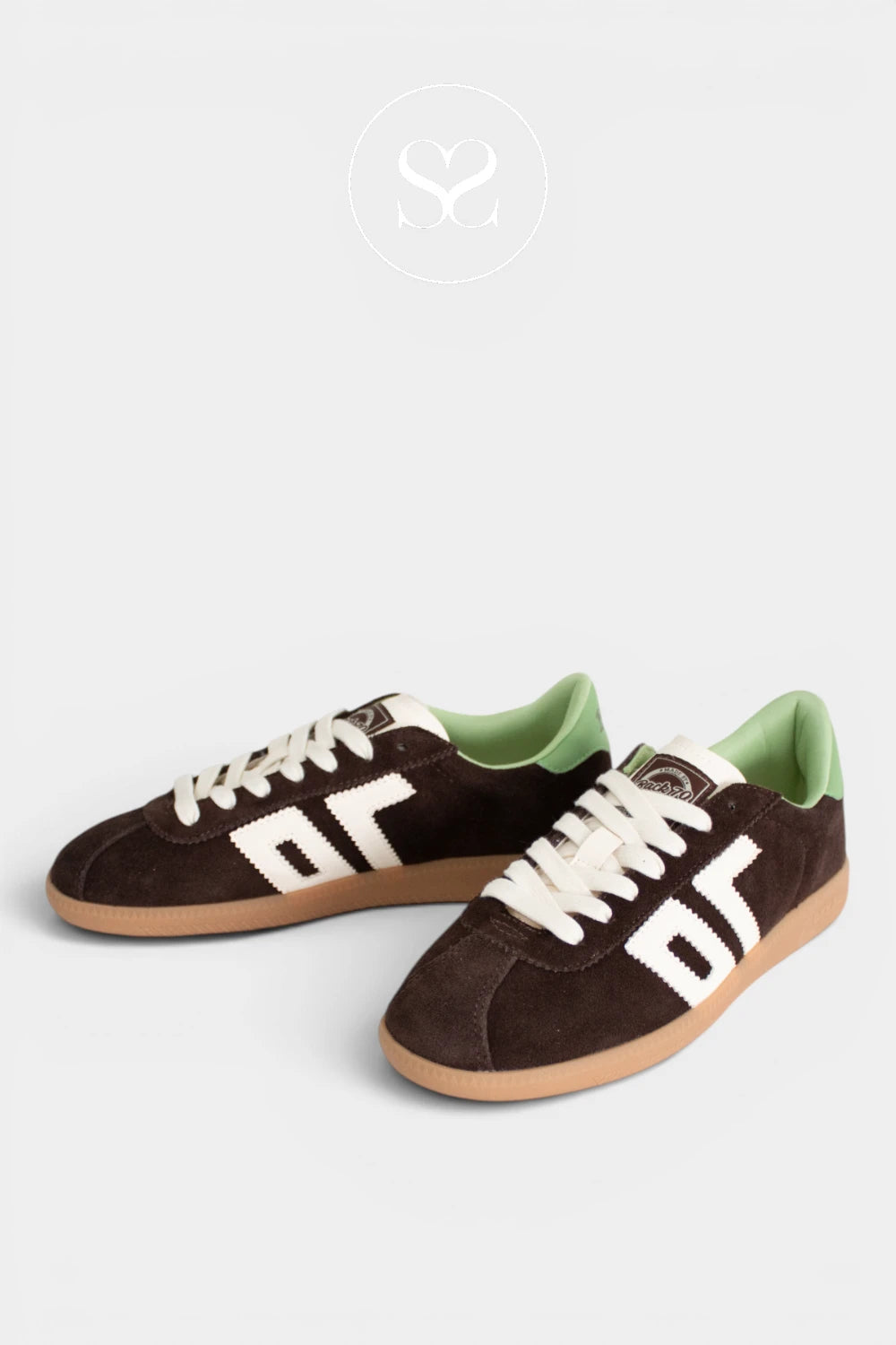 BACK70 Brown Suede Slim Retro Trainers - Shelly