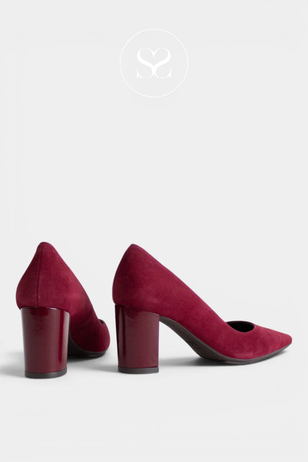 Lodi Burgundy Suede Block Heel Court Shoes - Nabil