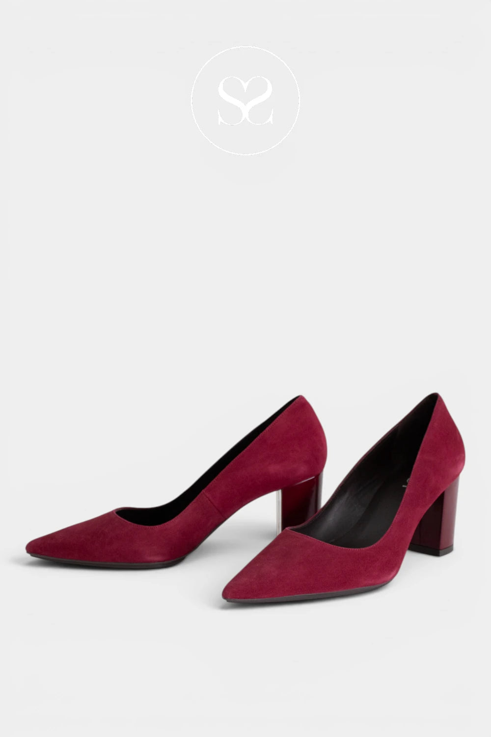 Lodi Burgundy Suede Block Heel Court Shoes - Nabil