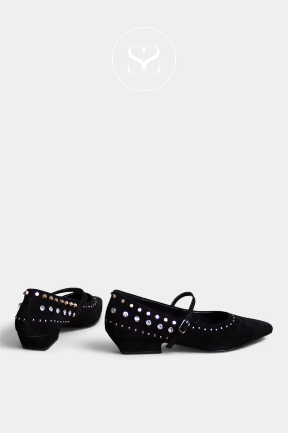 Lodi Black Suede studded Pumps- Niza