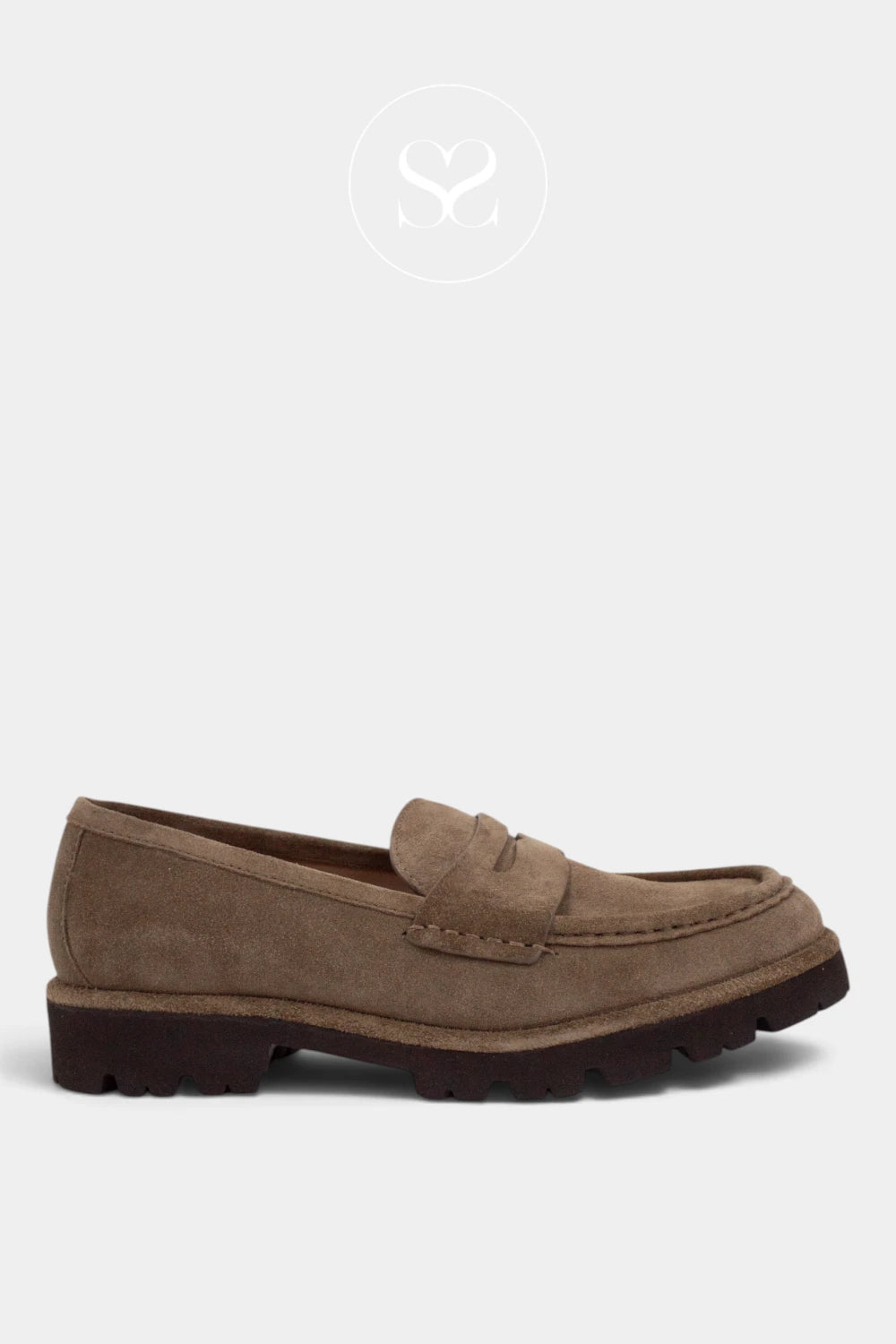 Unisa Taupe Suede Chunky Penny Loafer - Fonti