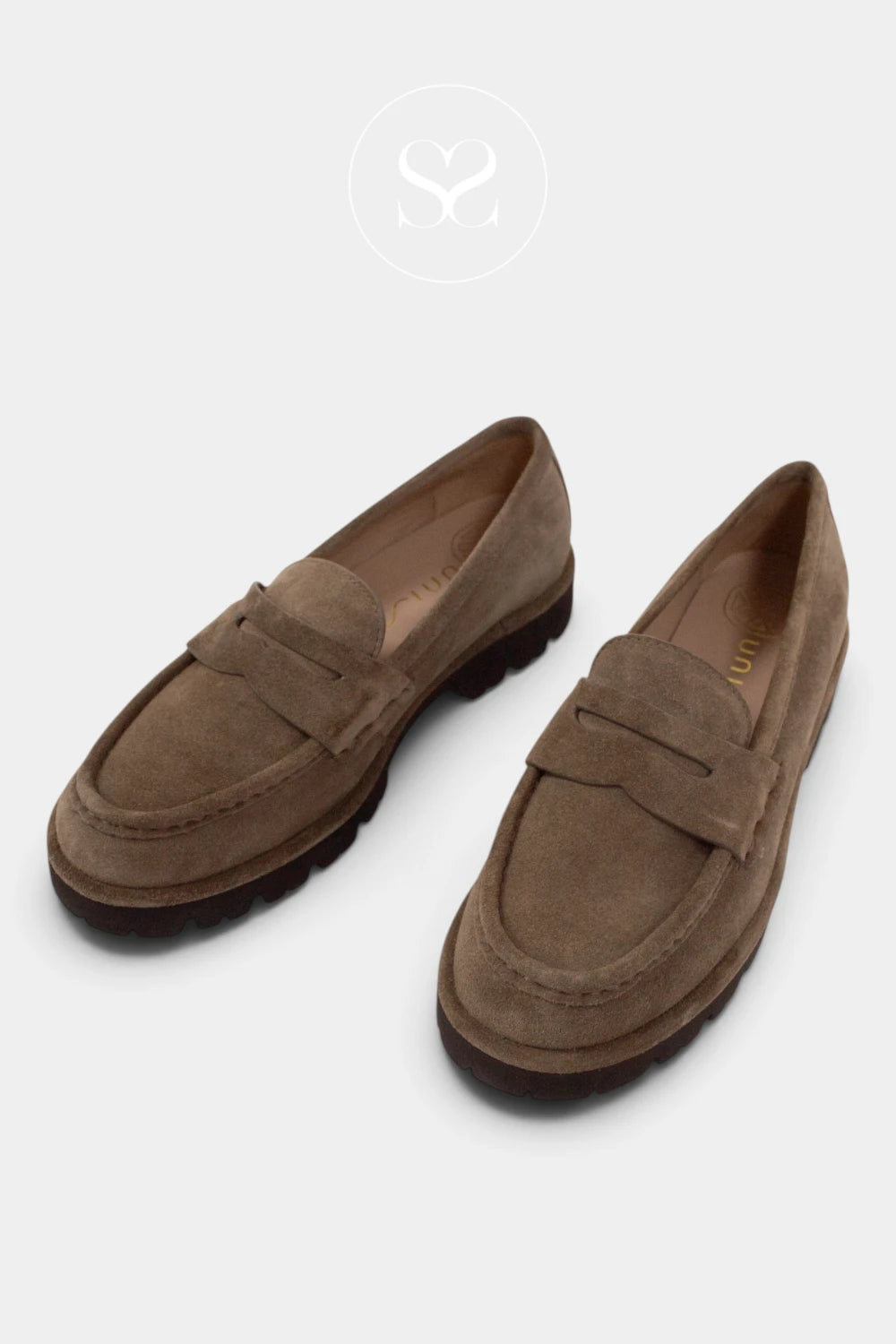 Unisa Taupe Suede Chunky Penny Loafer - Fonti