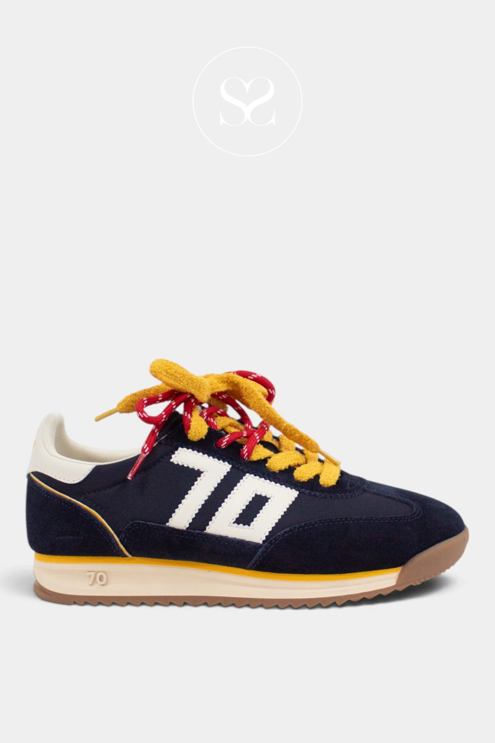 Back 70 Navy Leather & Suede Trainer - Jogger