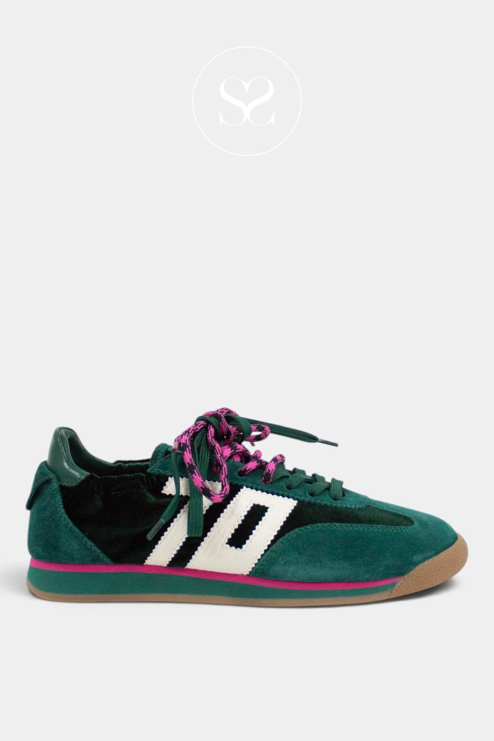 Back 70 Green Suede and Velvet Slim Retro Trainers - Rocket