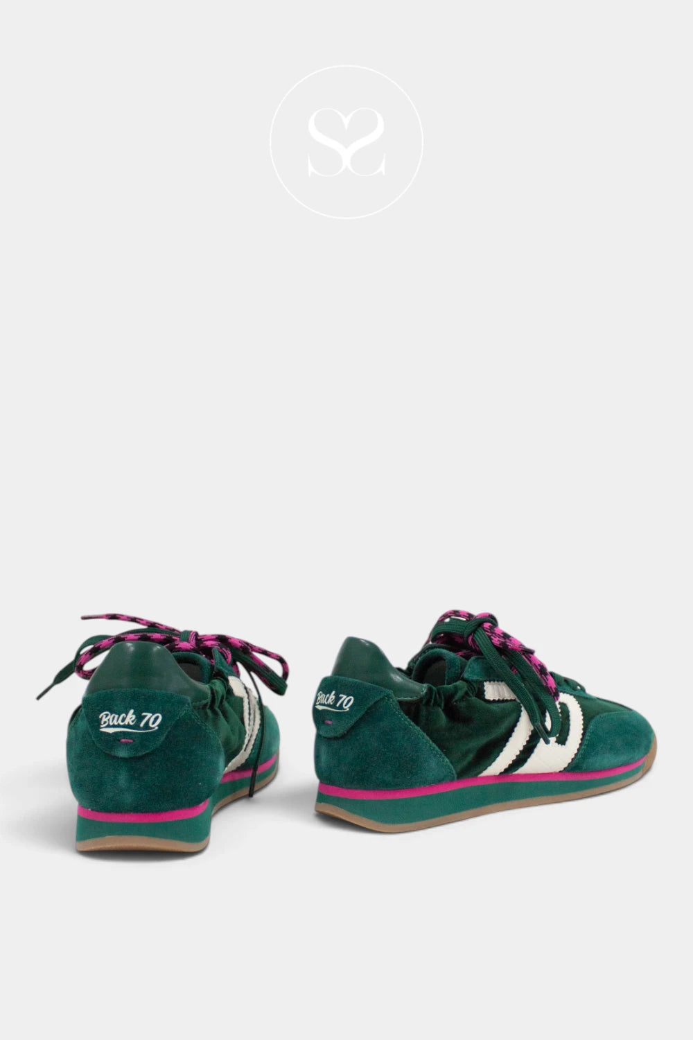 Back 70 Green Suede and Velvet Slim Retro Trainers - Rocket