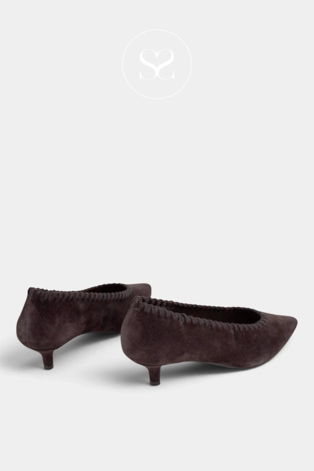 Lodi Brown Suede Kitten Heel Court Shoes - A-Diana