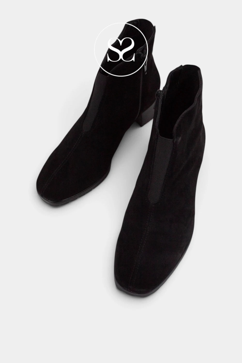ARA Black Suede Ankle Boots - 12-20007