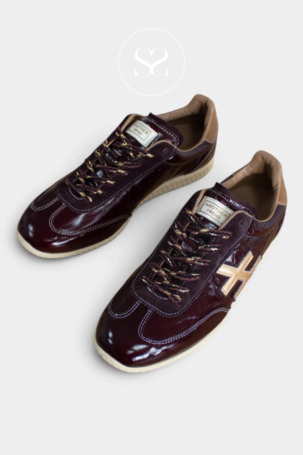 Another Trend Burgundy Patent Slim Trainers - A078-47