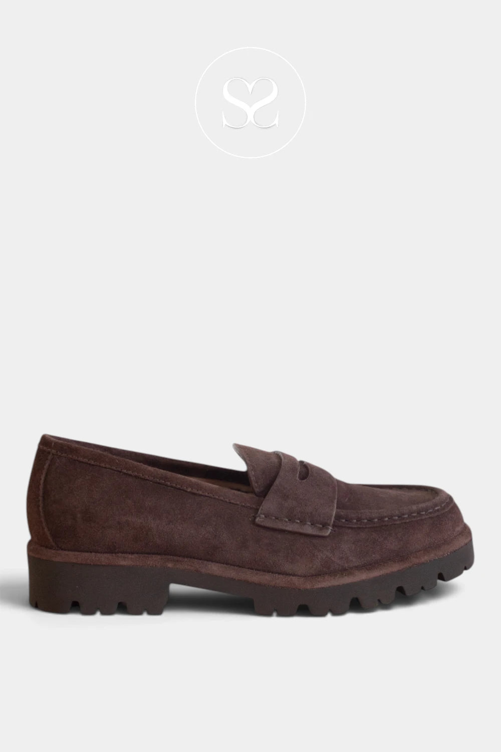 Unisa Brown Suede Chunky Penny Loafer - Fonti