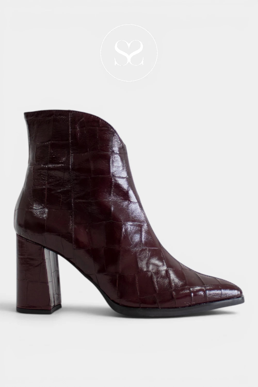 Wonders Burgundy Pointed Heeled Ankle Boots - M-5444 for Women - Ireland