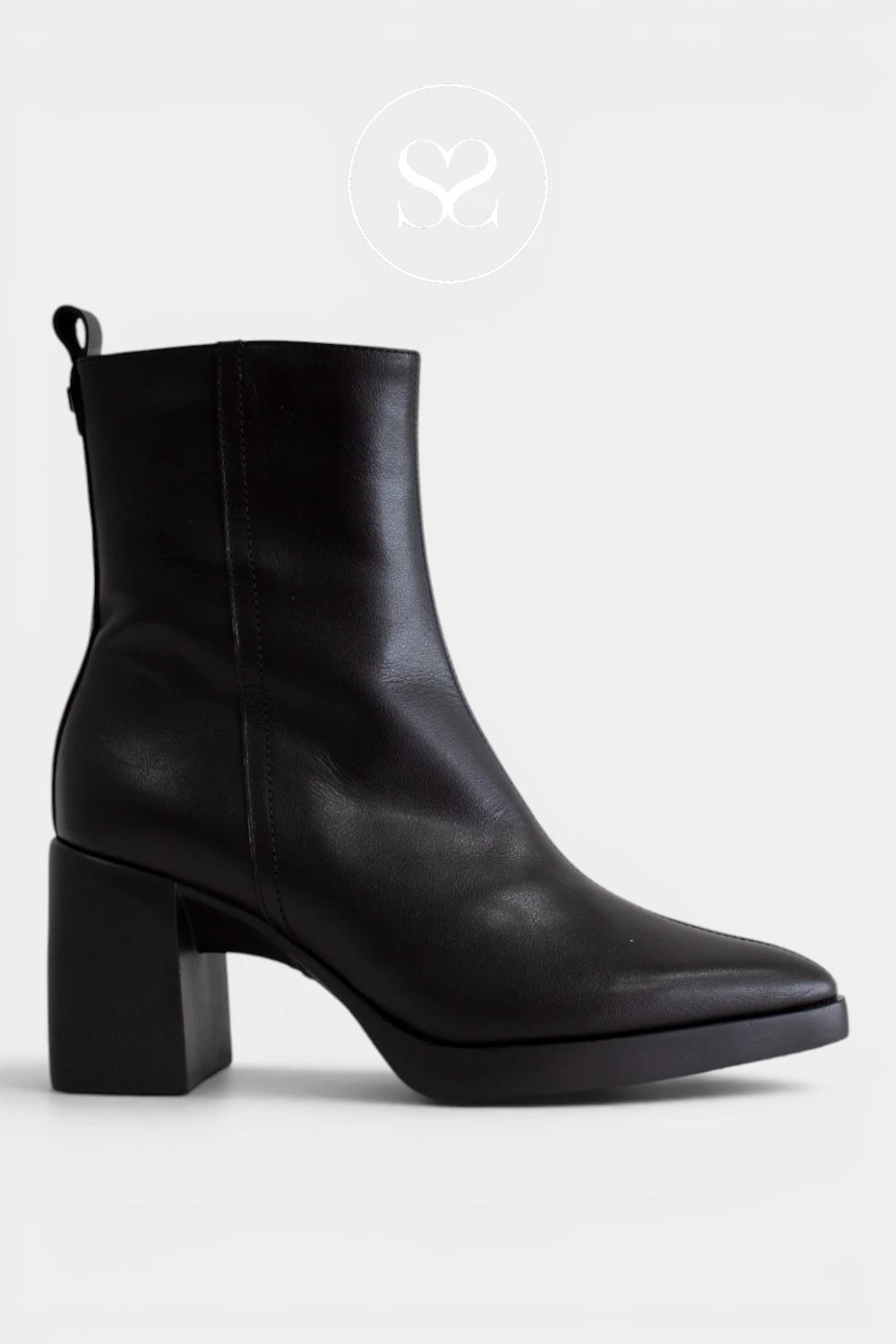 Wonders Black Pointed Heeled Ankle Boots - L-1601 for Women - Ireland