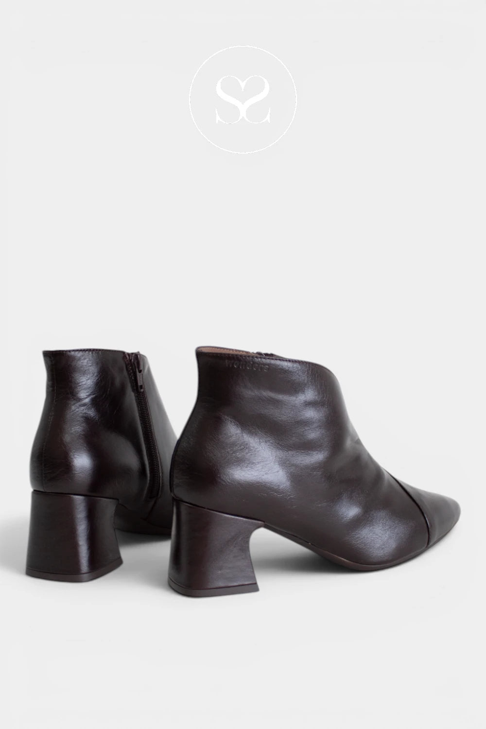 Wonders Chocolate Brown Pointed Heeled Ankle Boots I-9013 Ireland
