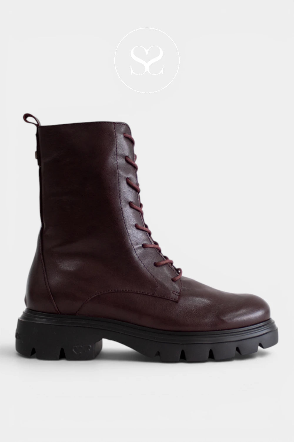 Wonders Burgundy Lace Up Boots — A-4313 for Women - Ireland