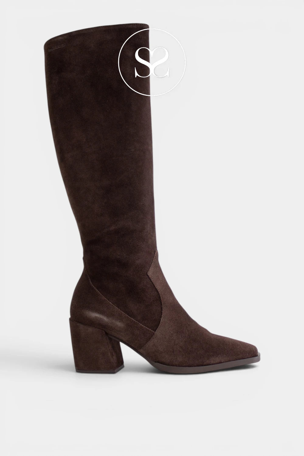 Wonders Brown Pointed Heeled Knee High Boots - M-6401 for Women - Ireland