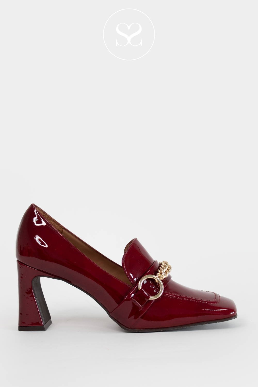 LODI ELUDIS WINE LEATHER BLOCK HEELED LOAFERS LODI SHOES IRELAND