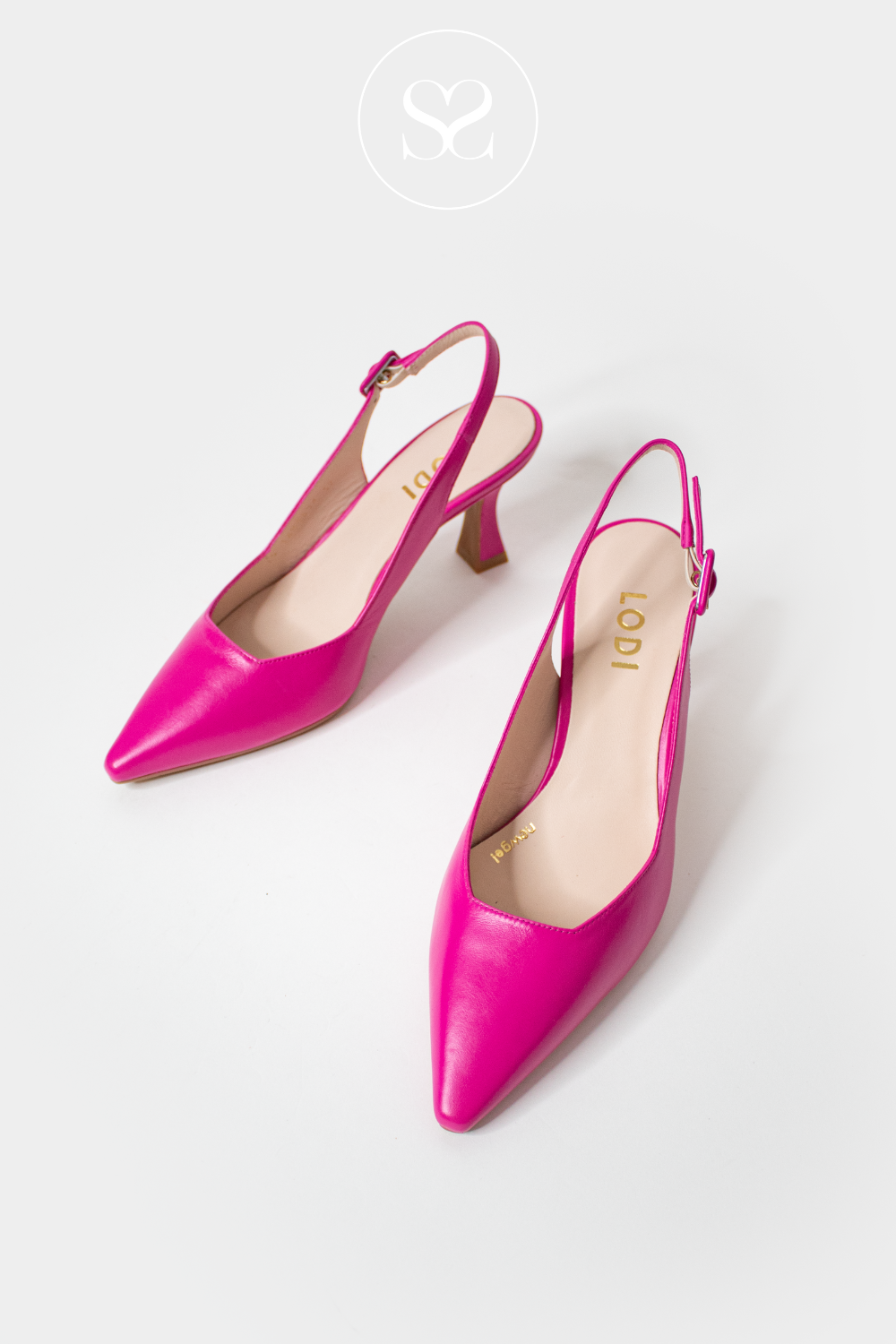LODI JUCO PINK SLINGBACK POINTED TOE COURT SHOES