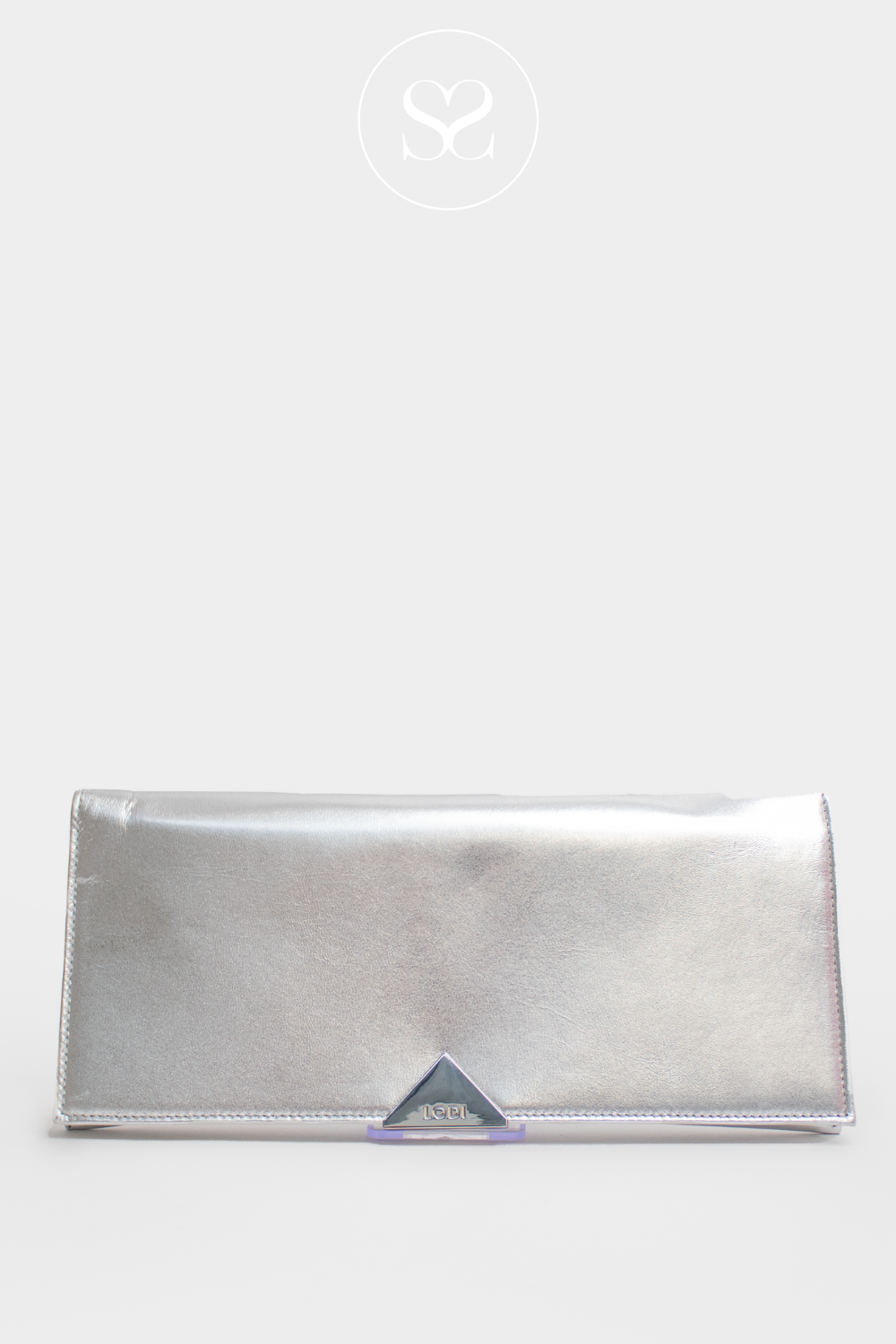 SILVER LEATHER ENVELOPE CLUTCH BAG - LODI