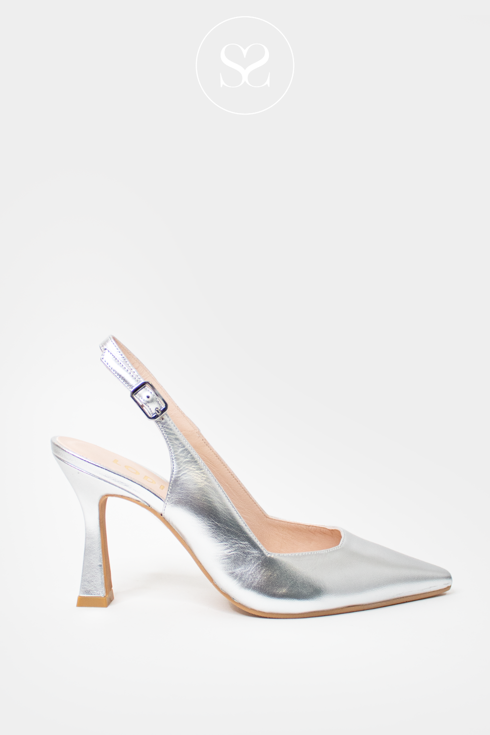 LODI MODERN SILVER LEATHER HIGH HEEL SLINGBACK LODI IRELAND