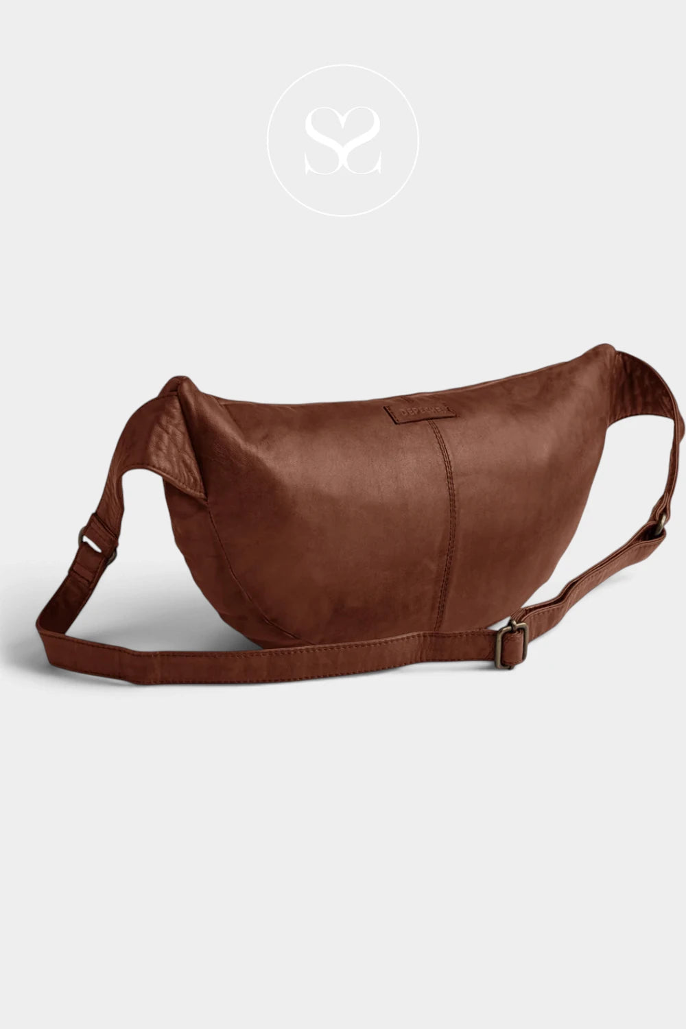 Depeche Brown Leather Bumbag with Brass Hardware - 13860
