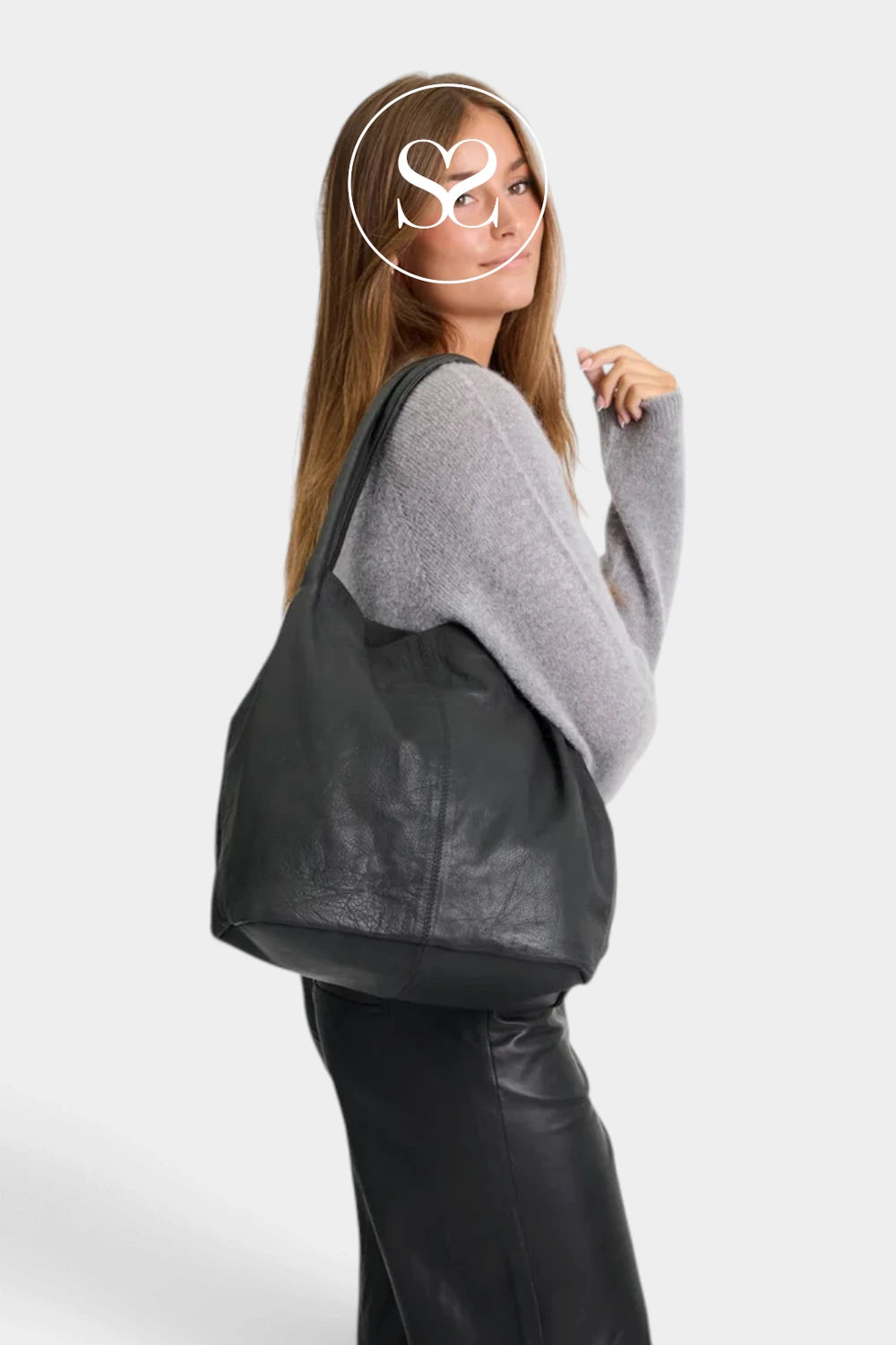 Depeche Black Leather Shopper Bag - 15698